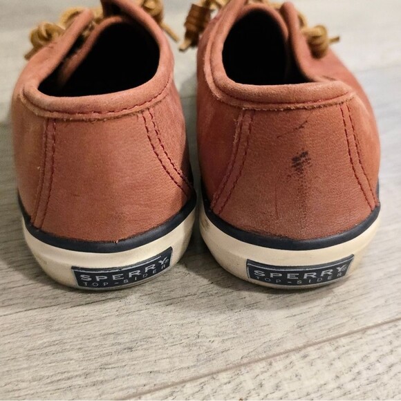 NOT FOR SALE Sperry Seacoast Weathered Terracotta Leather Top sider Boat shoes 7 - Picture 4 of 8